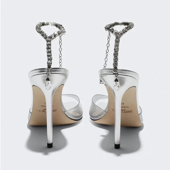 Jimmy Choo Saeda Sandal Silver and Crystal - Picture 3 of 3